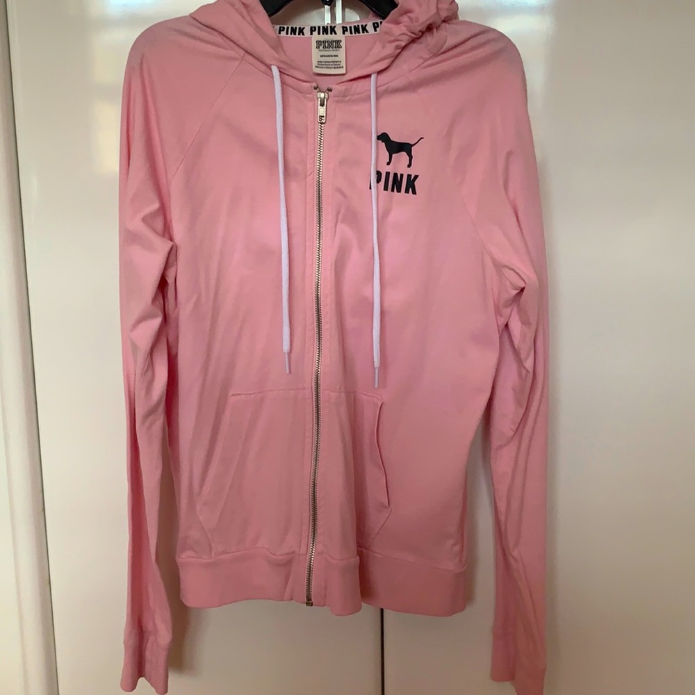 BARELY WORN VS PINK ZIPPERED LOGO HOODIE